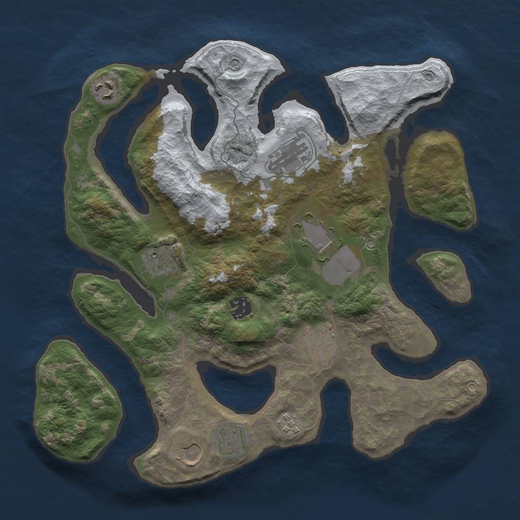 Rust Map: Barren, Size: 3500, Seed: 2268663, 12 Monuments