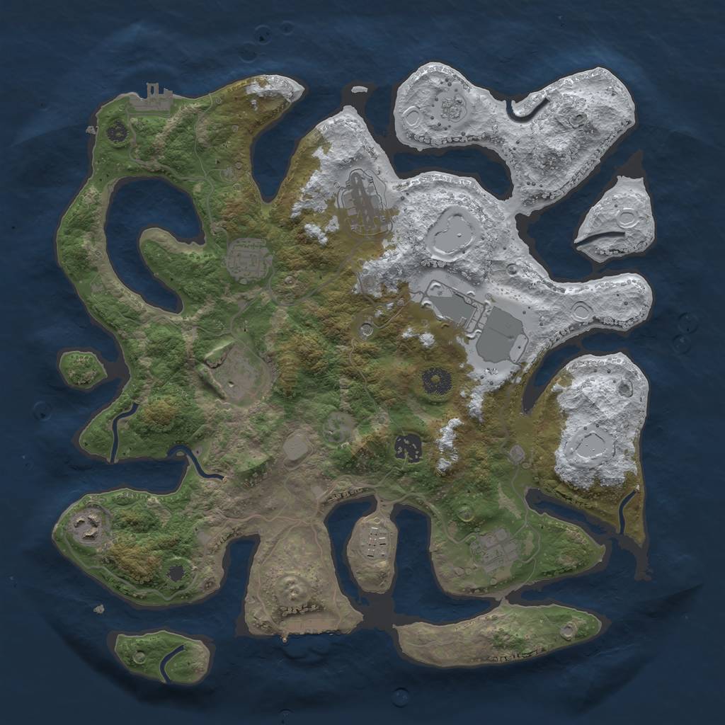 Rust Map: Procedural Map, Size: 3700, Seed: 1089182971, 17 Monuments