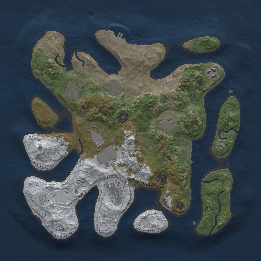 Rust Map: Procedural Map, Size: 3500, Seed: 1014749, 15 Monuments