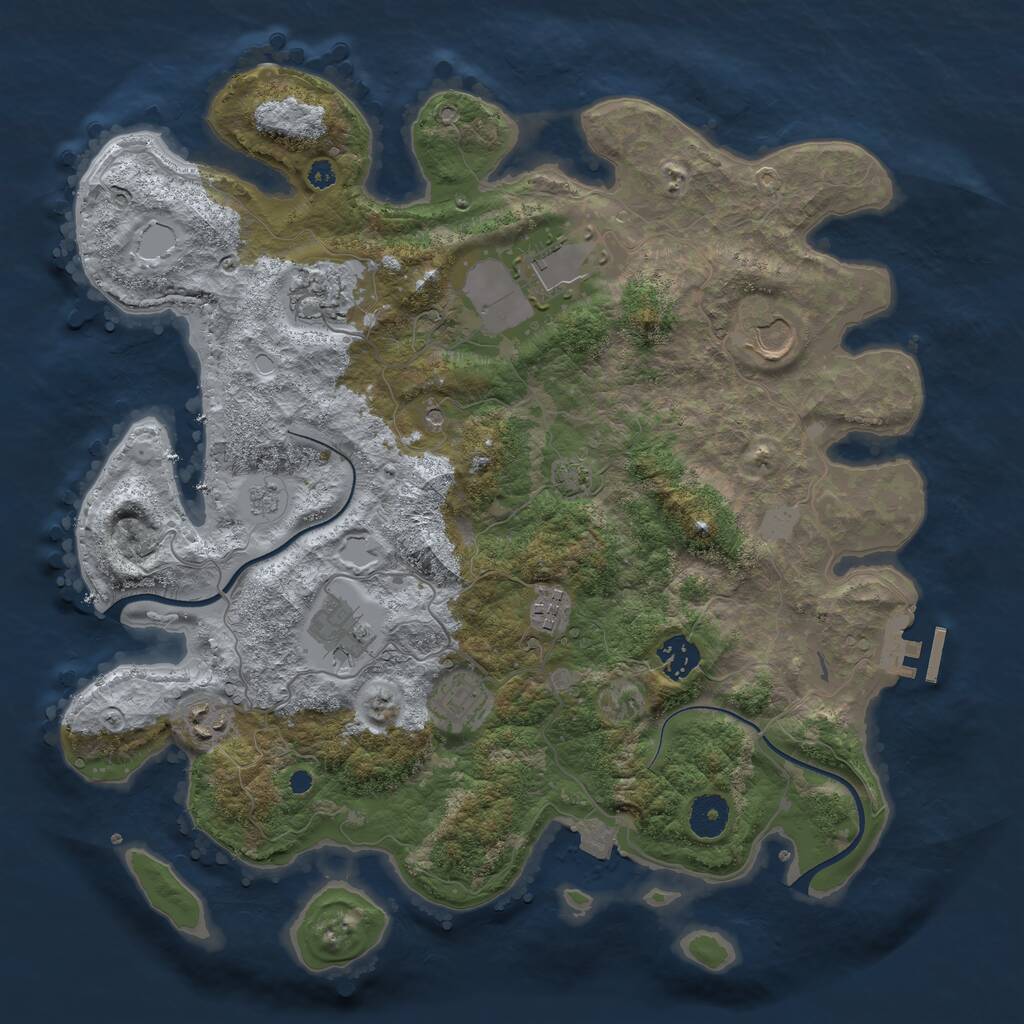 Rust Map: Procedural Map, Size: 3700, Seed: 3941164, 13 Monuments