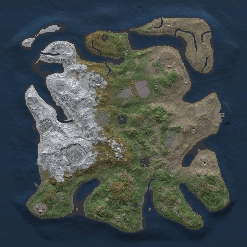 Rust Map: Procedural Map, Size: 3700, Seed: 4625193, 18 Monuments