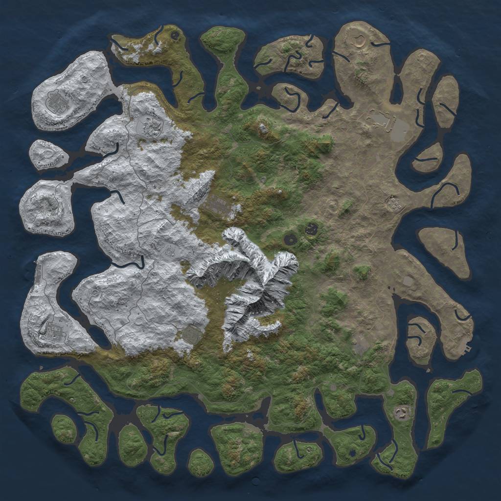 Rust Map: Procedural Map, Size: 6000, Seed: 1888665406, 20 Monuments