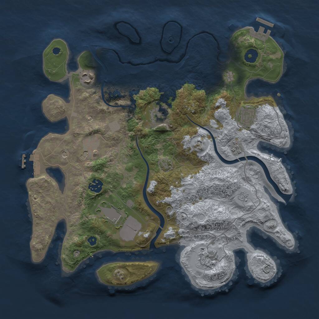 Rust Map: Procedural Map, Size: 3500, Seed: 382289, 14 Monuments