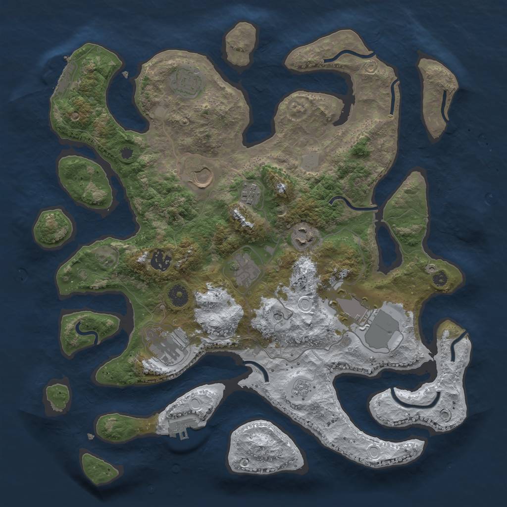 Rust Map: Procedural Map, Size: 3700, Seed: 5188699, 17 Monuments