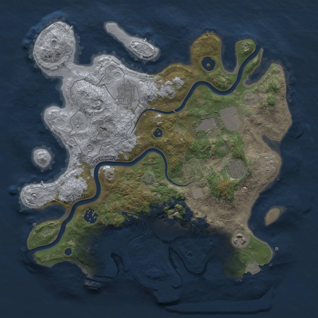 Rust Map: Procedural Map, Size: 3500, Seed: 5025986, 13 Monuments