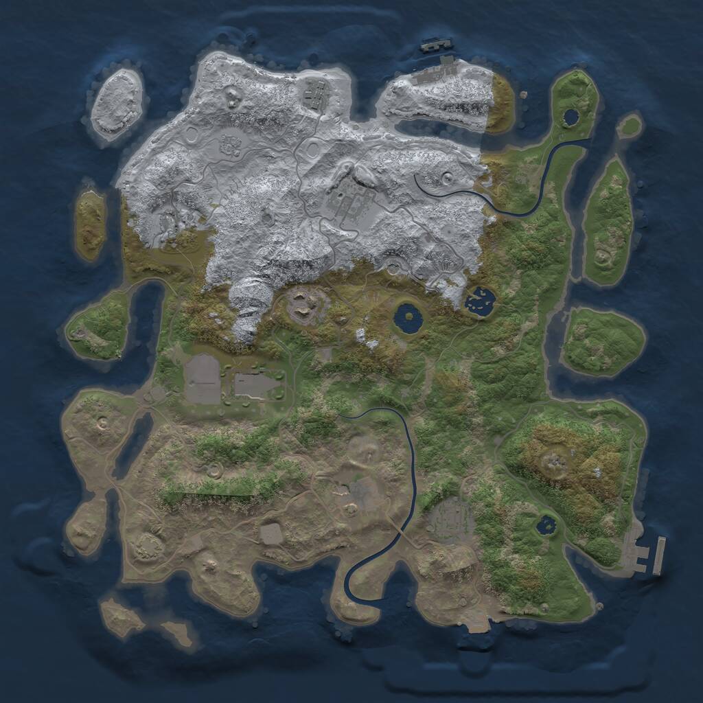 Rust Map: Procedural Map, Size: 3700, Seed: 1460266, 14 Monuments