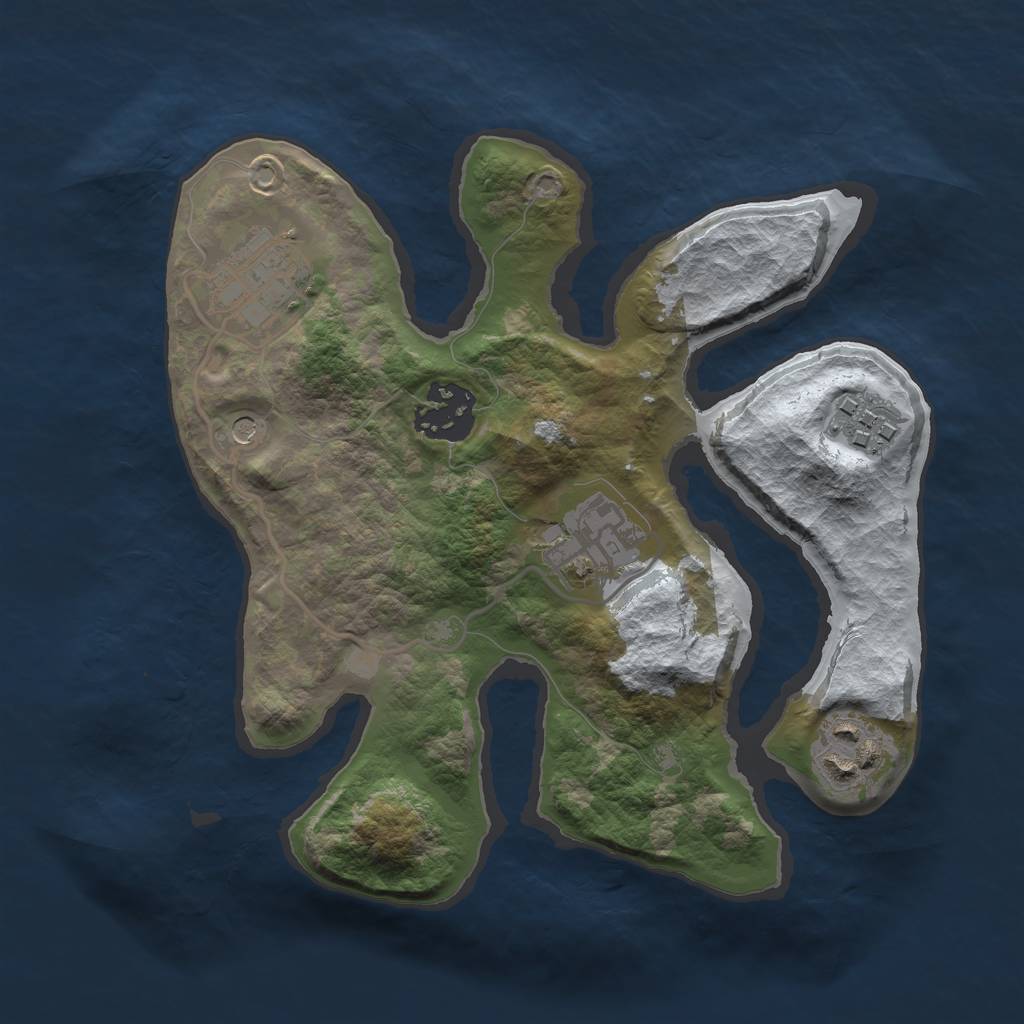 Rust Map: Barren, Size: 2500, Seed: 4002, 8 Monuments