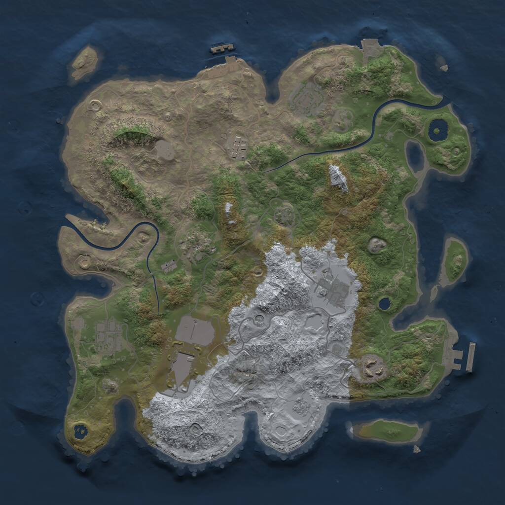 Rust Map: Procedural Map, Size: 3500, Seed: 2170808, 13 Monuments