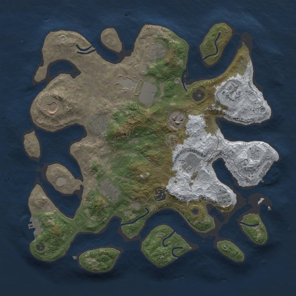 Rust Map: Procedural Map, Size: 3700, Seed: 3817707, 18 Monuments