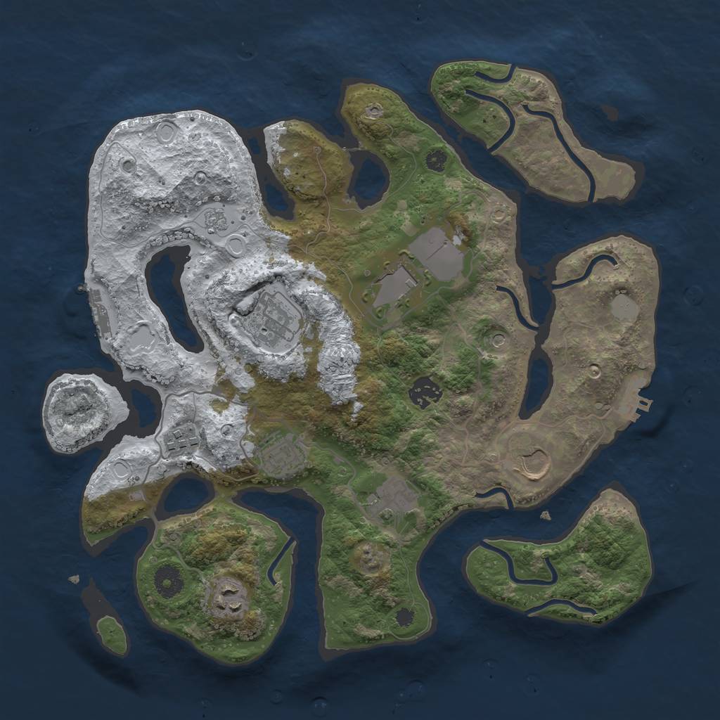 Rust Map: Procedural Map, Size: 3500, Seed: 3683426, 17 Monuments
