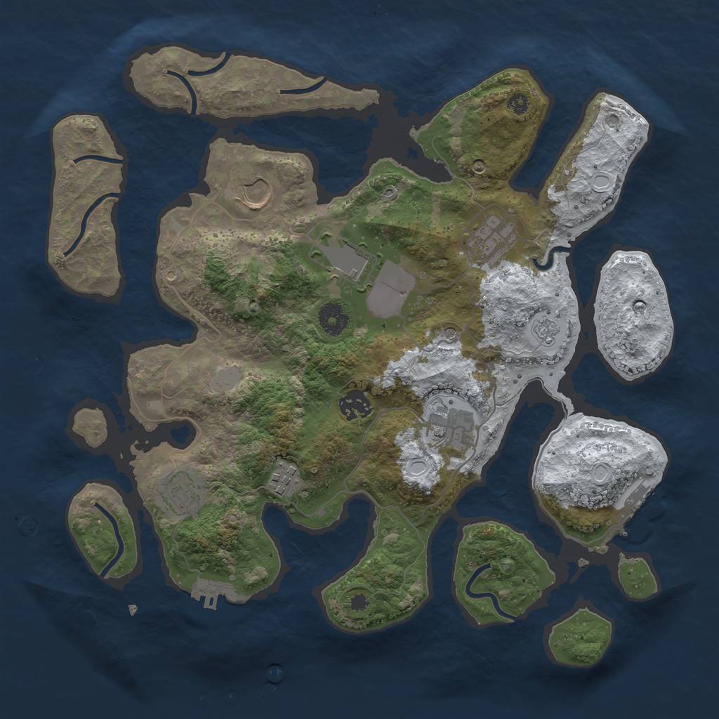 Rust Map: Procedural Map, Size: 3500, Seed: 87342, 16 Monuments