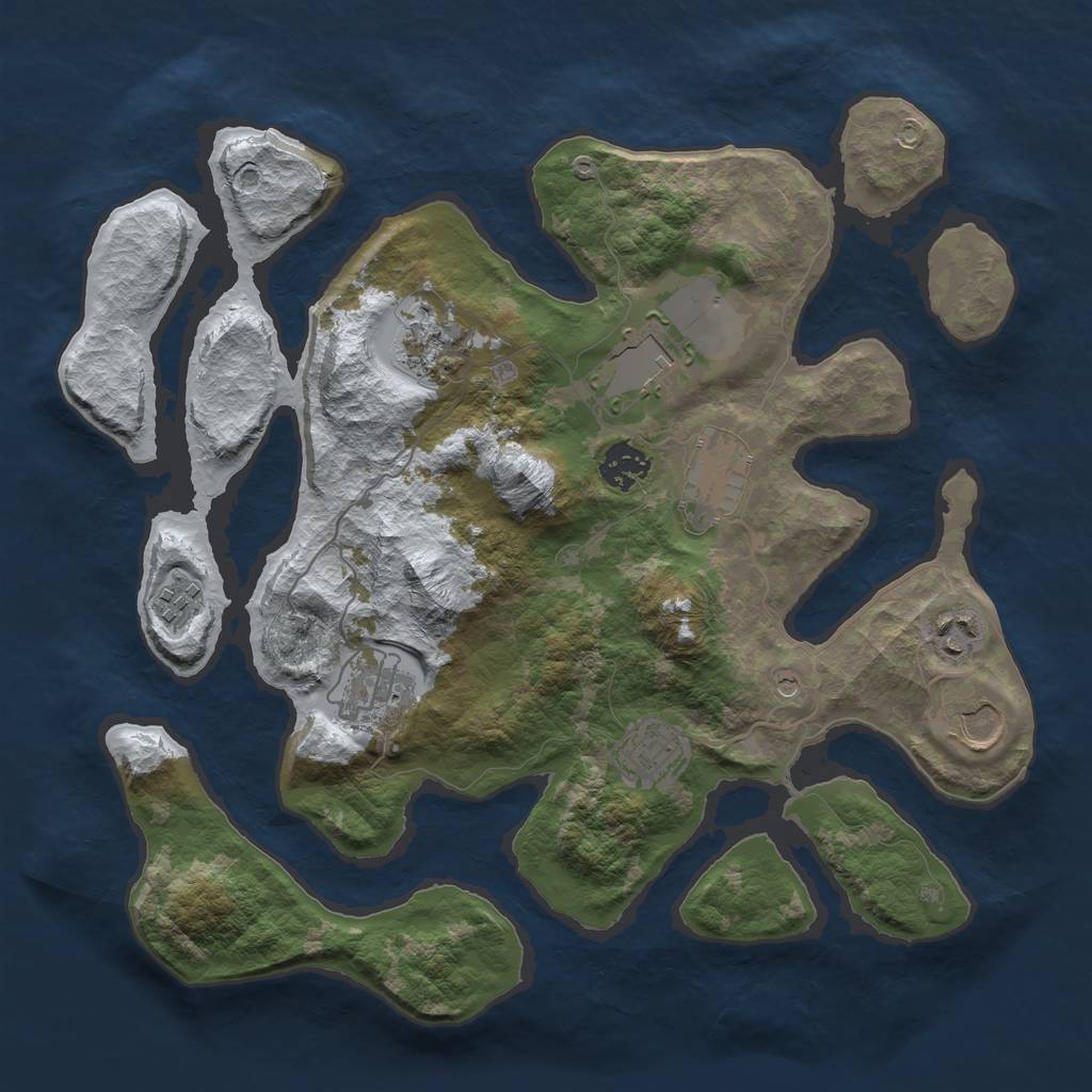 Rust Map: Barren, Size: 3500, Seed: 4160105, 12 Monuments