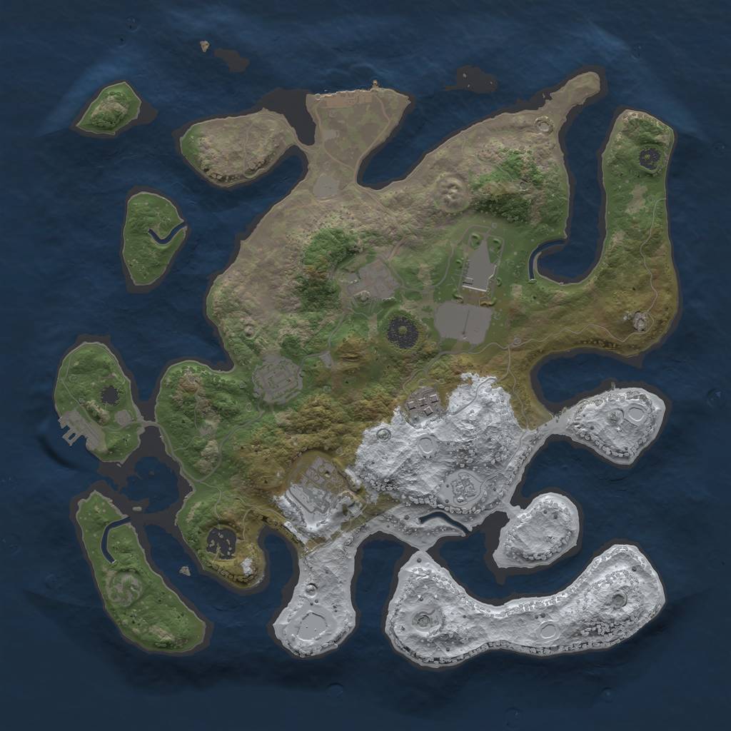 Rust Map: Procedural Map, Size: 3500, Seed: 3186735, 15 Monuments