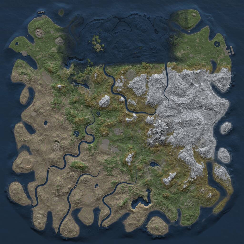 Rust Map: Procedural Map, Size: 6000, Seed: 1758693, 17 Monuments
