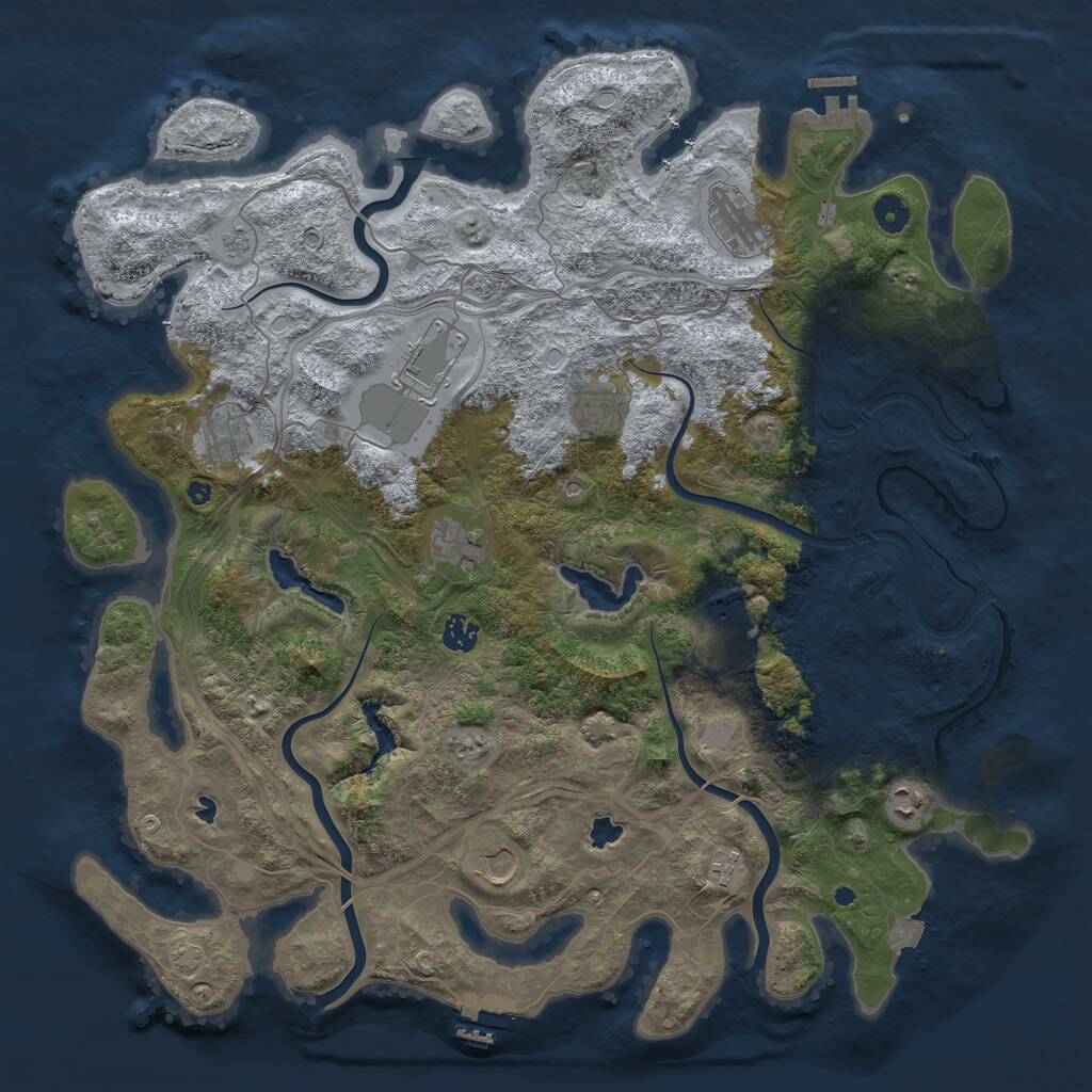 Rust Map: Procedural Map, Size: 4500, Seed: 441177, 16 Monuments