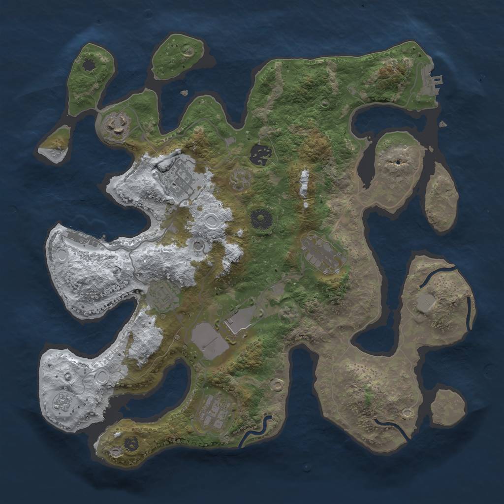 Rust Map: Procedural Map, Size: 3500, Seed: 2044527, 16 Monuments