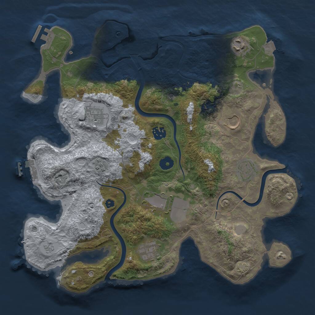Rust Map: Procedural Map, Size: 3500, Seed: 2044527, 14 Monuments