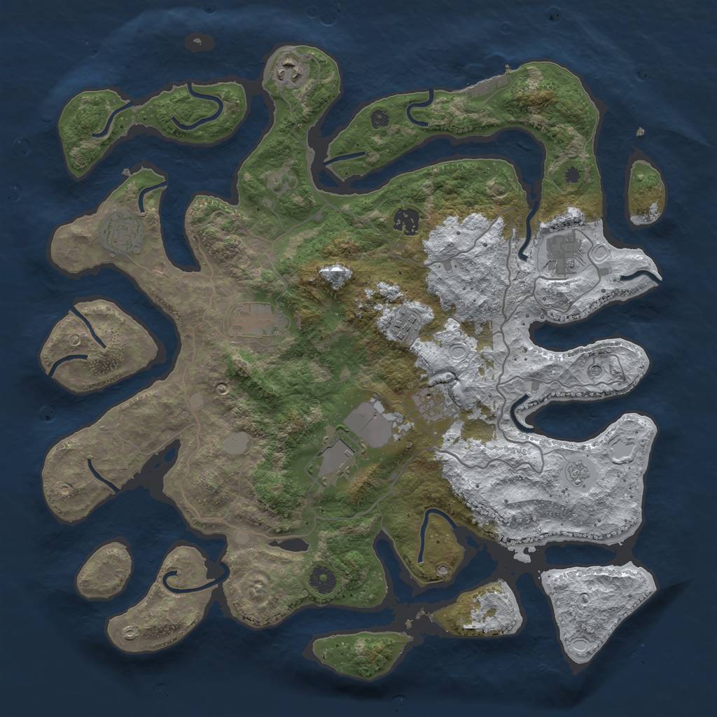 Rust Map: Procedural Map, Size: 4000, Seed: 18434, 16 Monuments