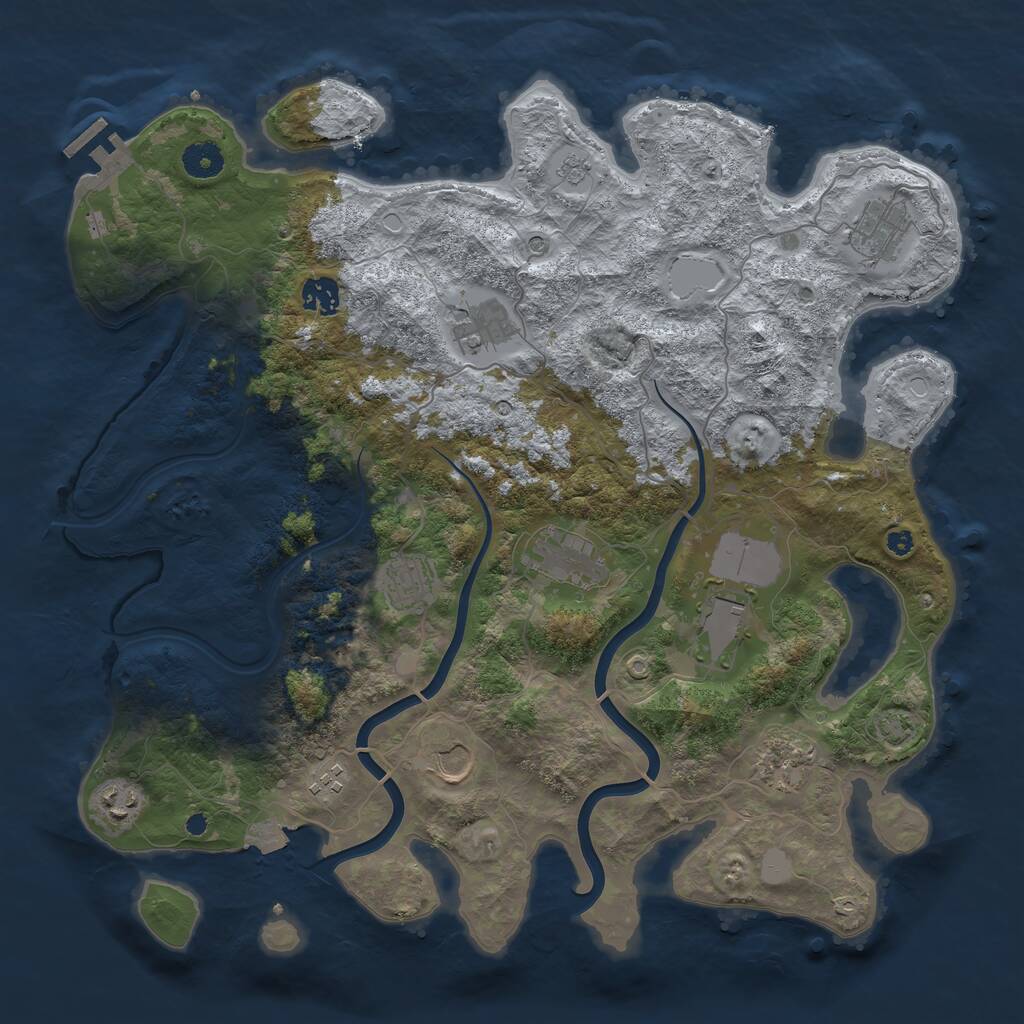 Rust Map: Procedural Map, Size: 3950, Seed: 545681102, 15 Monuments