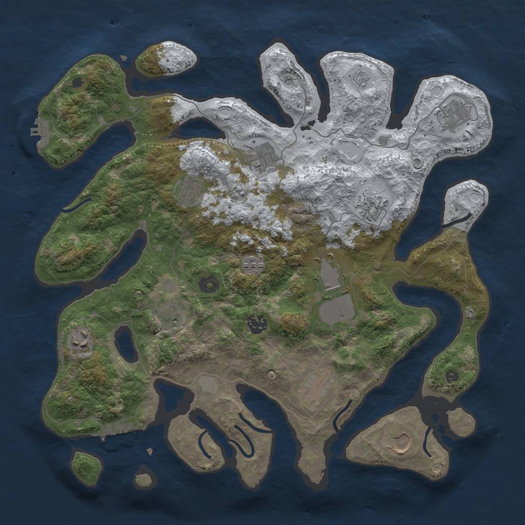 Rust Map: Procedural Map, Size: 3950, Seed: 545681102, 20 Monuments