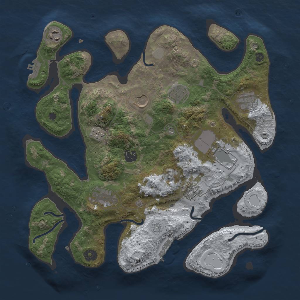 Rust Map: Procedural Map, Size: 3500, Seed: 3661100, 18 Monuments