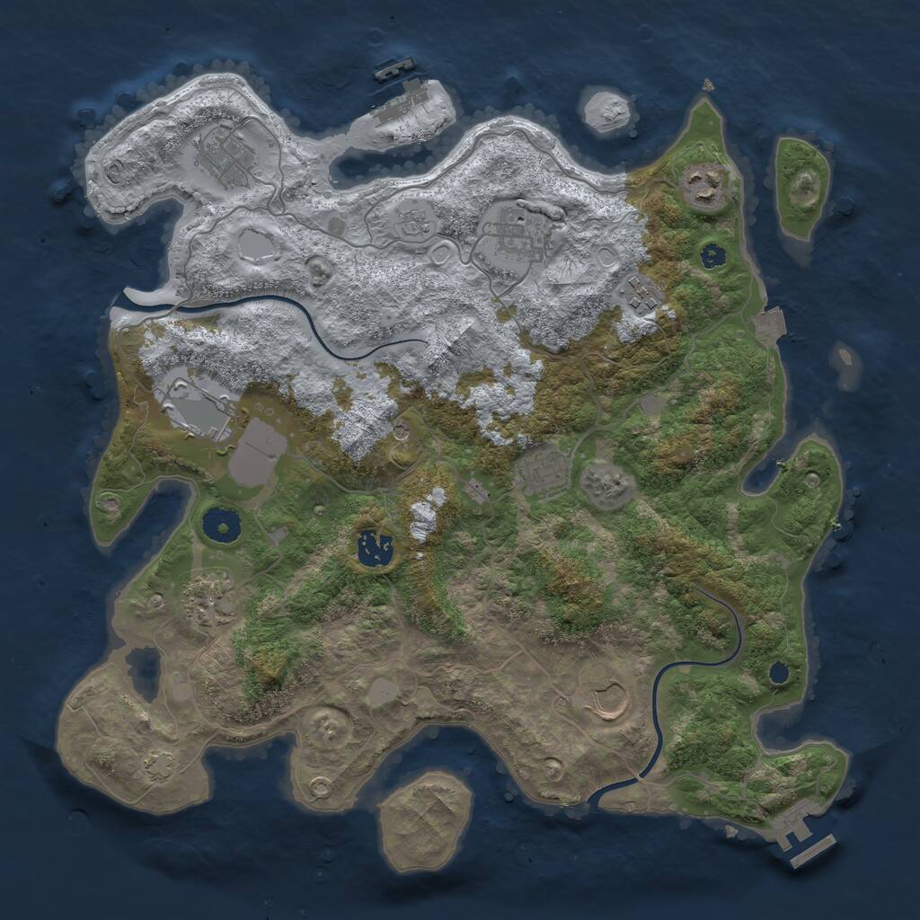 Rust Map: Procedural Map, Size: 3700, Seed: 850791, 15 Monuments