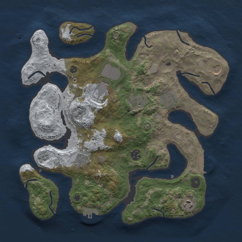 Rust Map: Procedural Map, Size: 3500, Seed: 185293, 17 Monuments