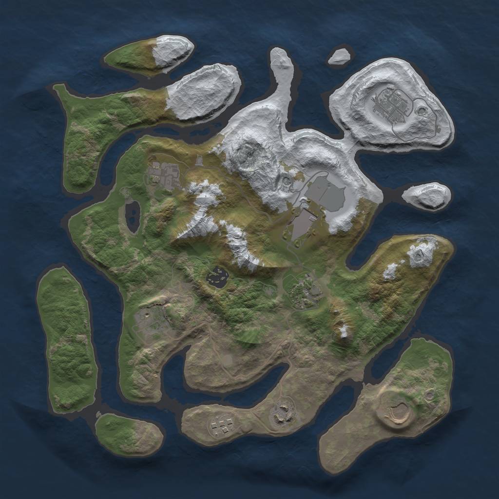 Rust Map: Barren, Size: 3500, Seed: 2001401, 12 Monuments