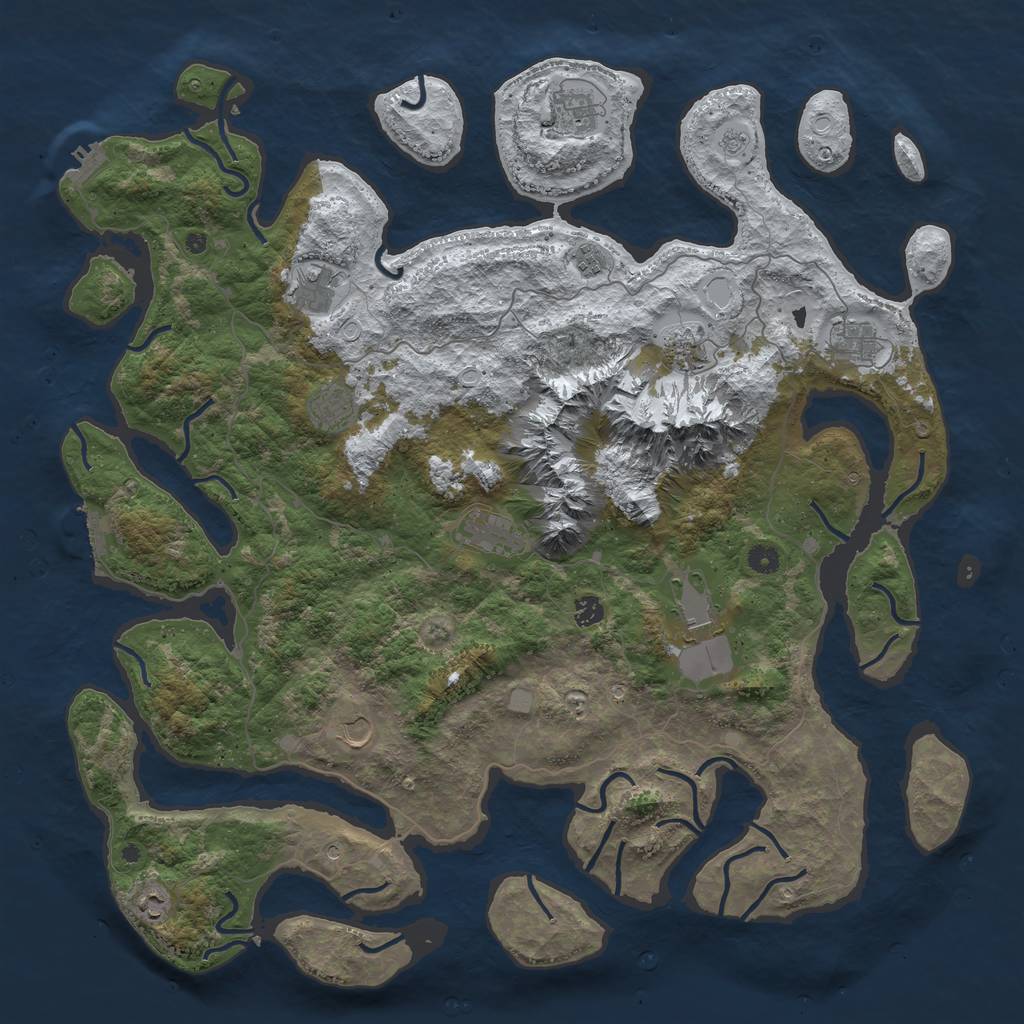 Rust Map: Procedural Map, Size: 5000, Seed: 1306757486, 20 Monuments