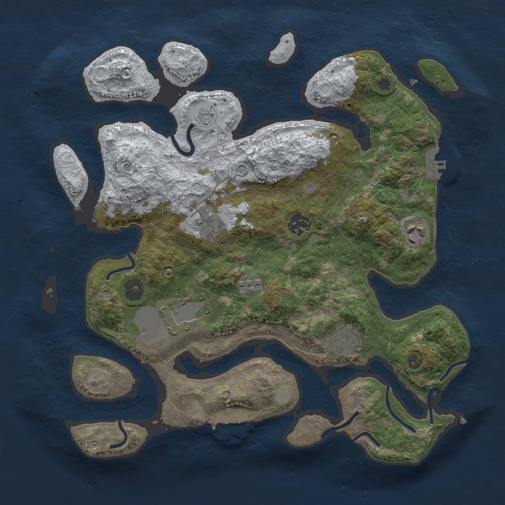 Rust Map: Procedural Map, Size: 3510, Seed: 3644002, 15 Monuments