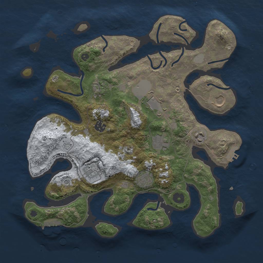 Rust Map: Procedural Map, Size: 3500, Seed: 626728446, 17 Monuments