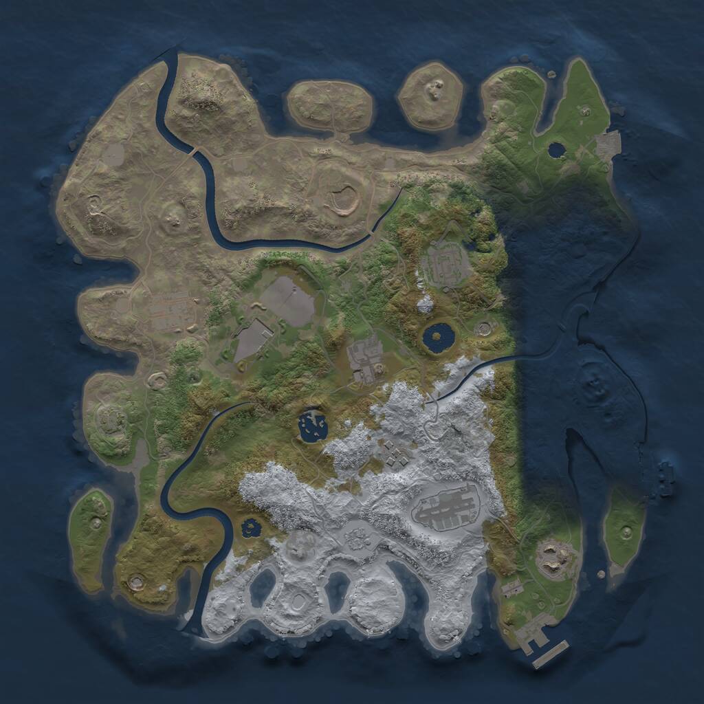 Rust Map: Procedural Map, Size: 3500, Seed: 388918, 15 Monuments