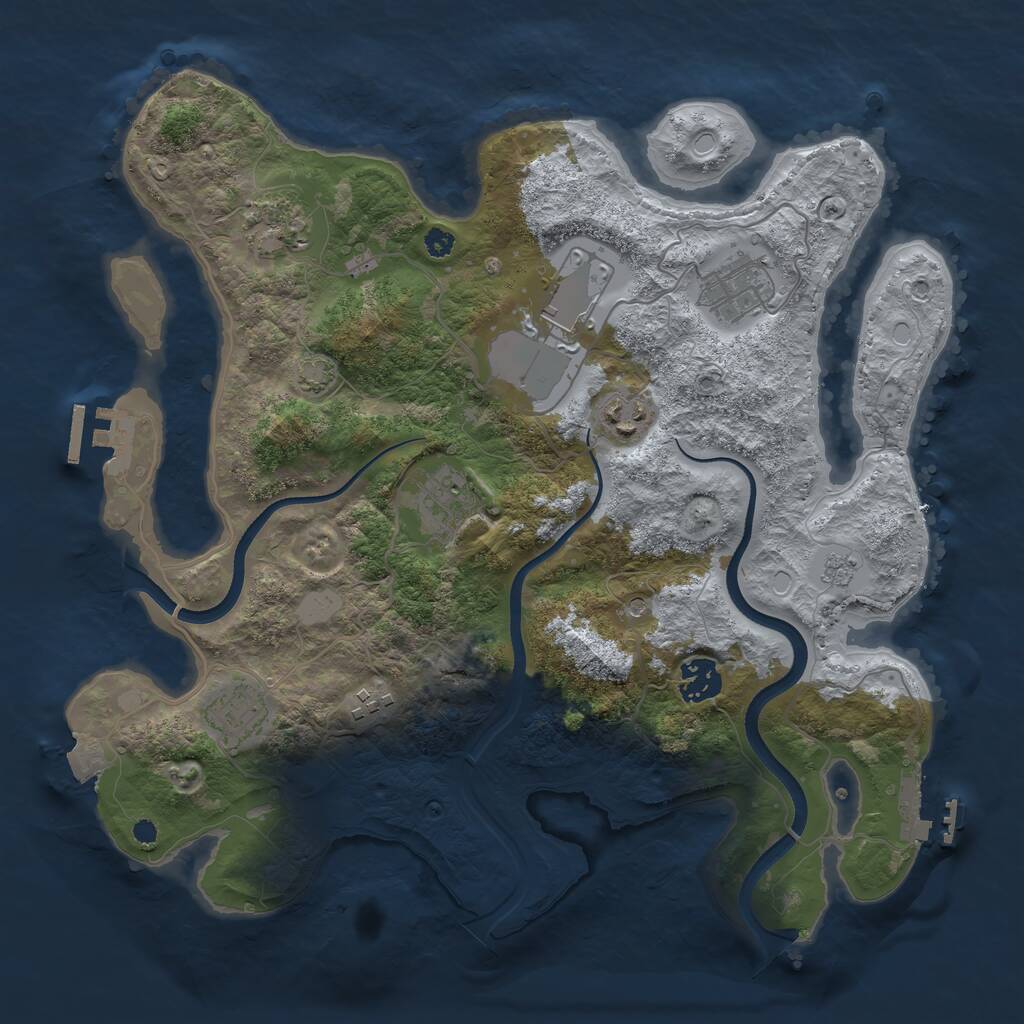 Rust Map: Procedural Map, Size: 3500, Seed: 2658163, 14 Monuments