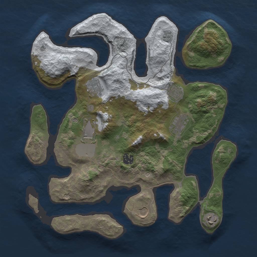 Rust Map: Barren, Size: 3500, Seed: 168155, 11 Monuments