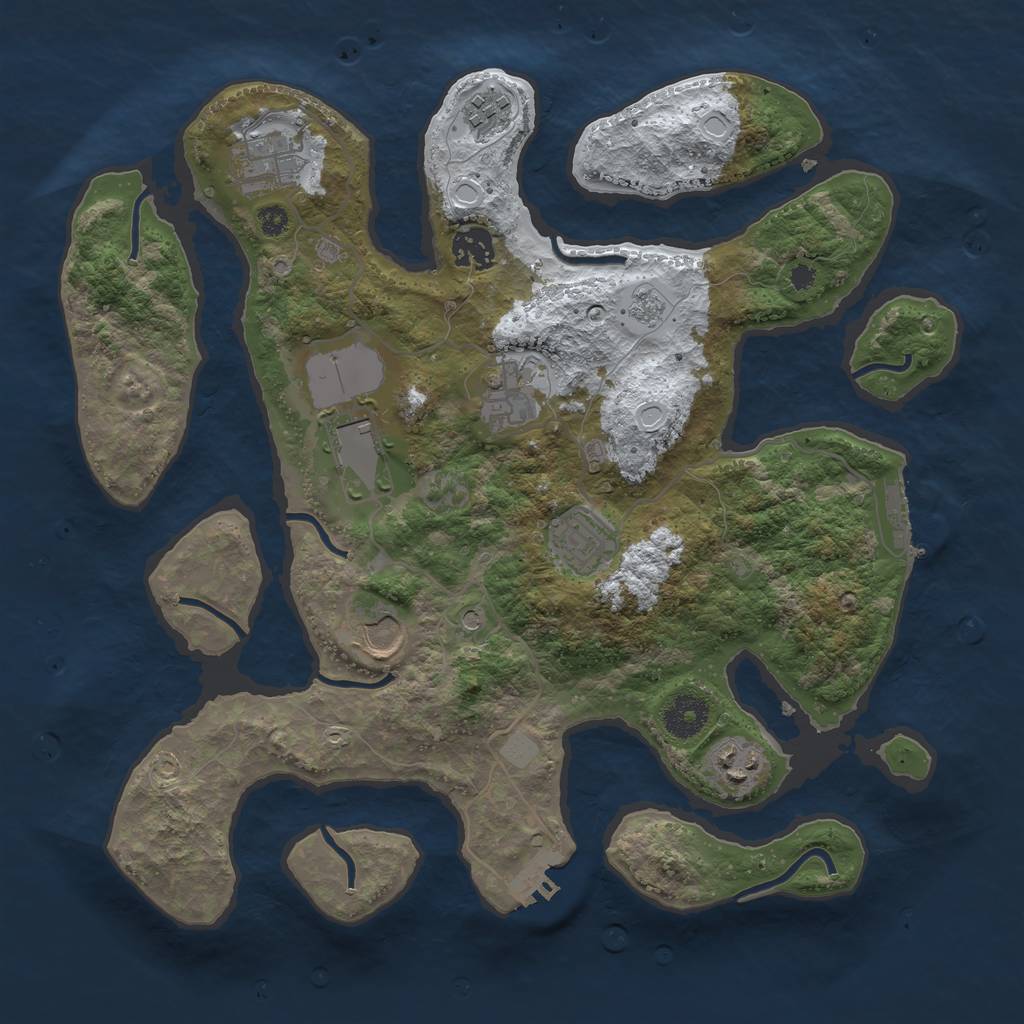 Rust Map: Procedural Map, Size: 3500, Seed: 3223548, 17 Monuments