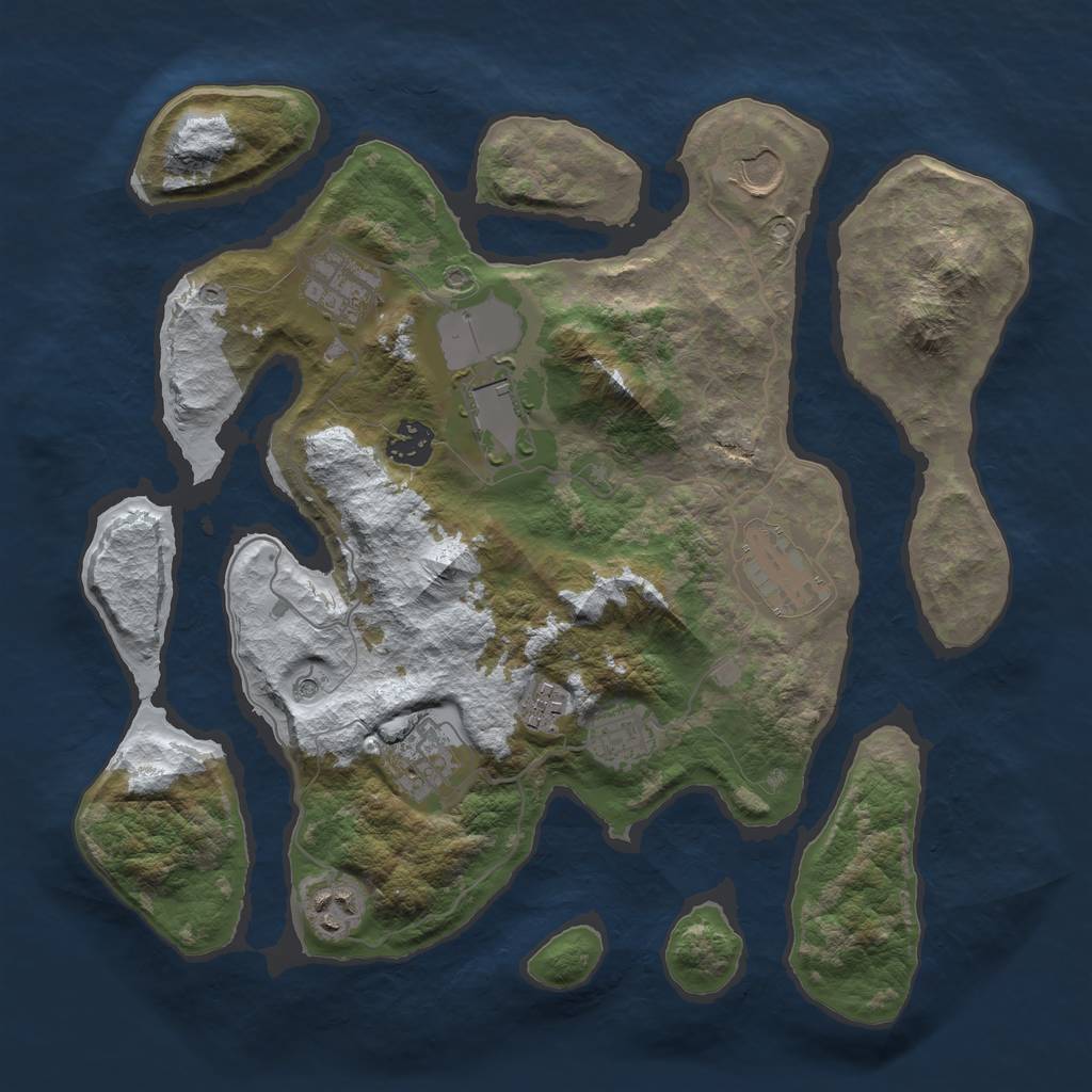 Rust Map: Barren, Size: 3500, Seed: 5725812, 12 Monuments