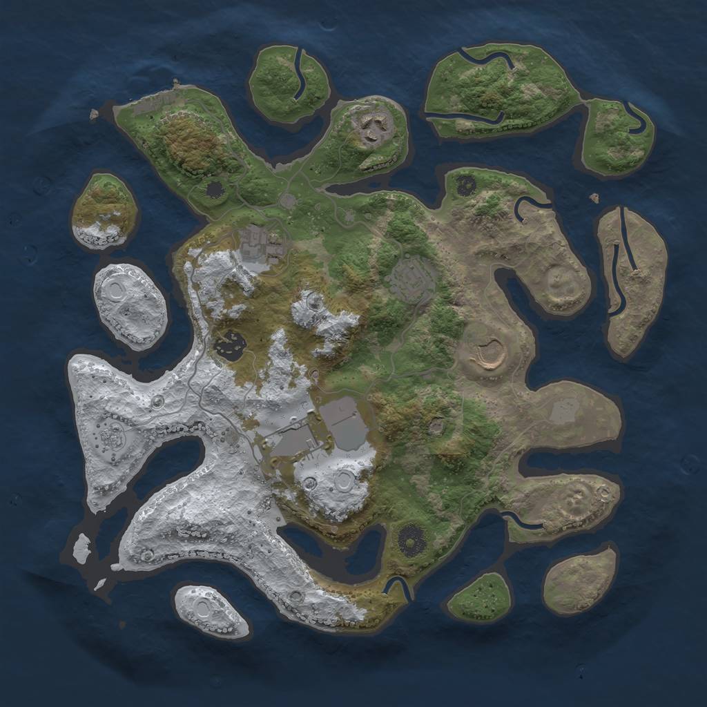 Rust Map: Procedural Map, Size: 3500, Seed: 5009595, 13 Monuments