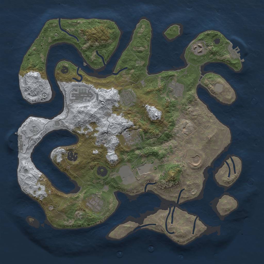 Rust Map: Procedural Map, Size: 3700, Seed: 2119541, 18 Monuments