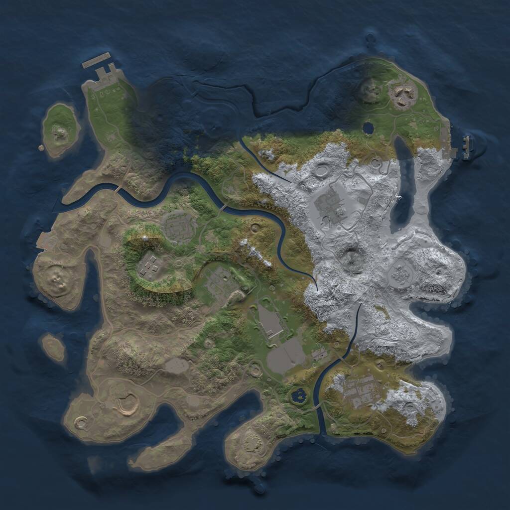 Rust Map: Procedural Map, Size: 3500, Seed: 1455508, 14 Monuments