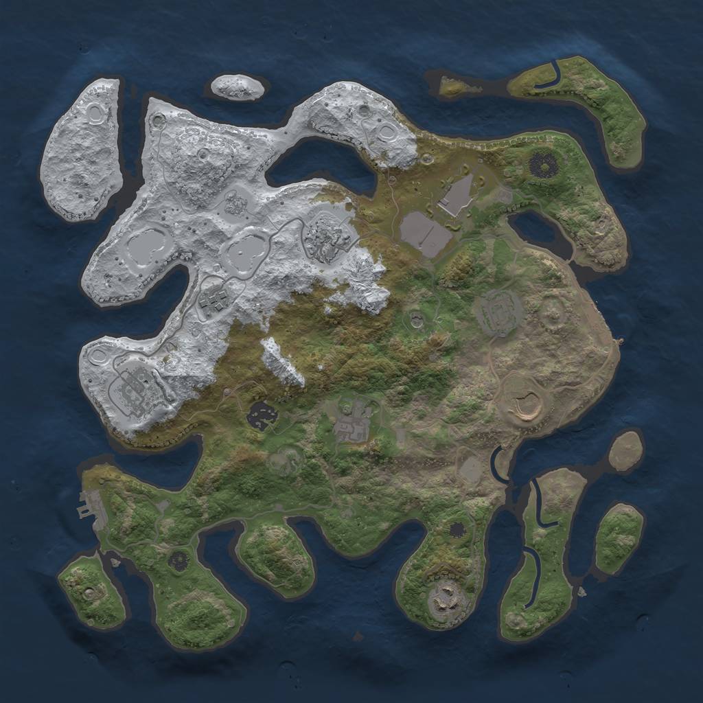 Rust Map: Procedural Map, Size: 3700, Seed: 751034, 18 Monuments