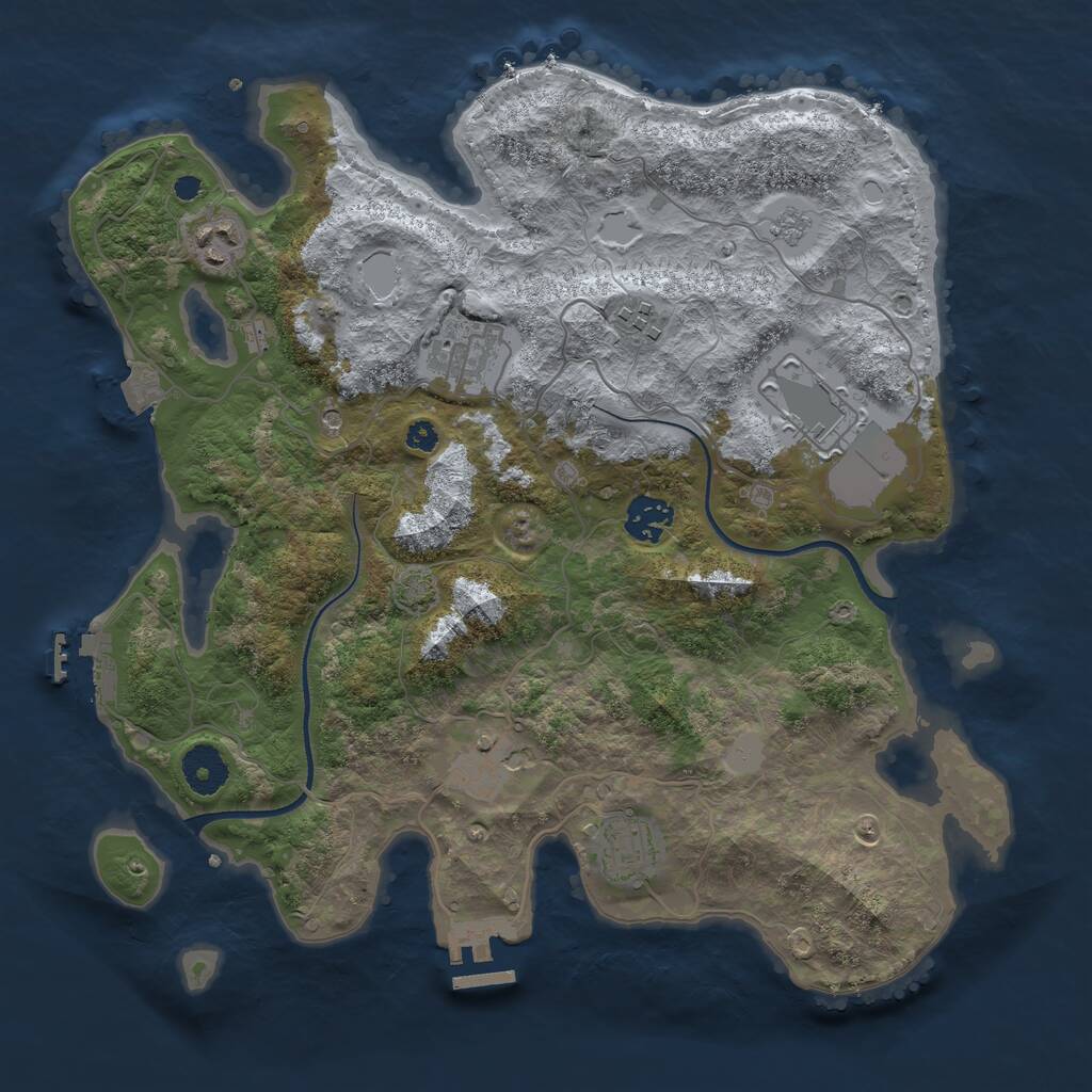 Rust Map: Procedural Map, Size: 3500, Seed: 982244, 13 Monuments