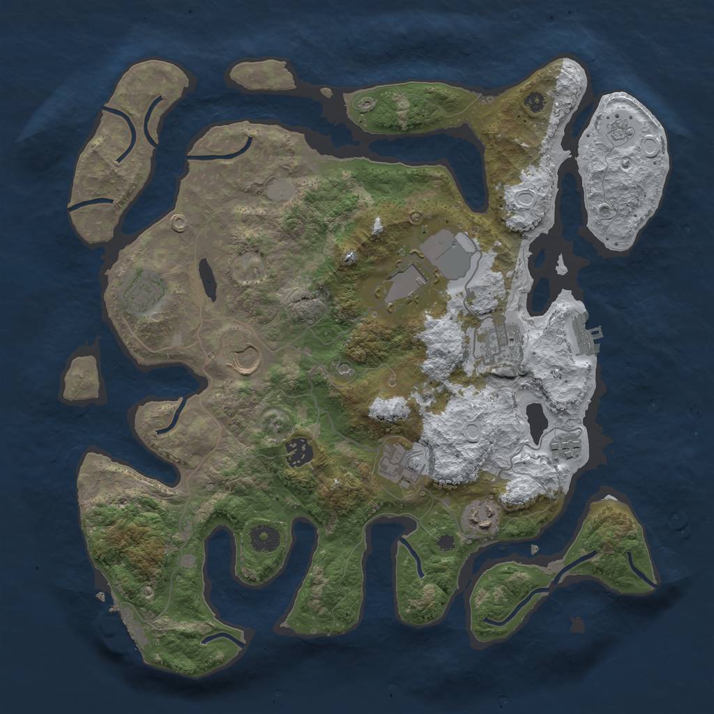 Rust Map: Procedural Map, Size: 3700, Seed: 4835238, 17 Monuments