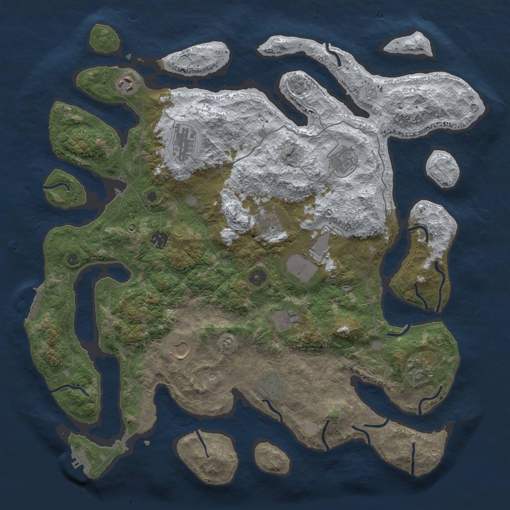 Rust Map: Procedural Map, Size: 4500, Seed: 7753, 20 Monuments