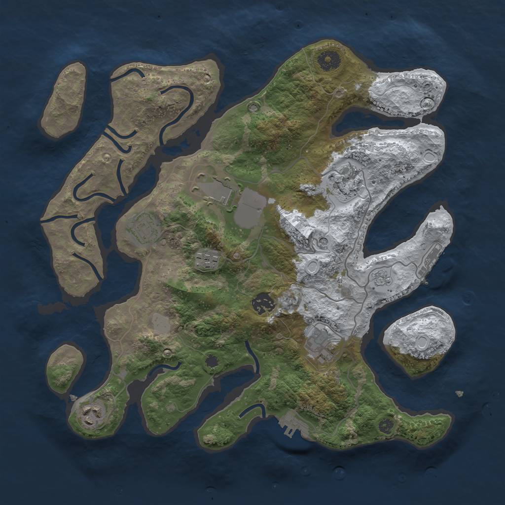 Rust Map: Procedural Map, Size: 3500, Seed: 4121008, 16 Monuments