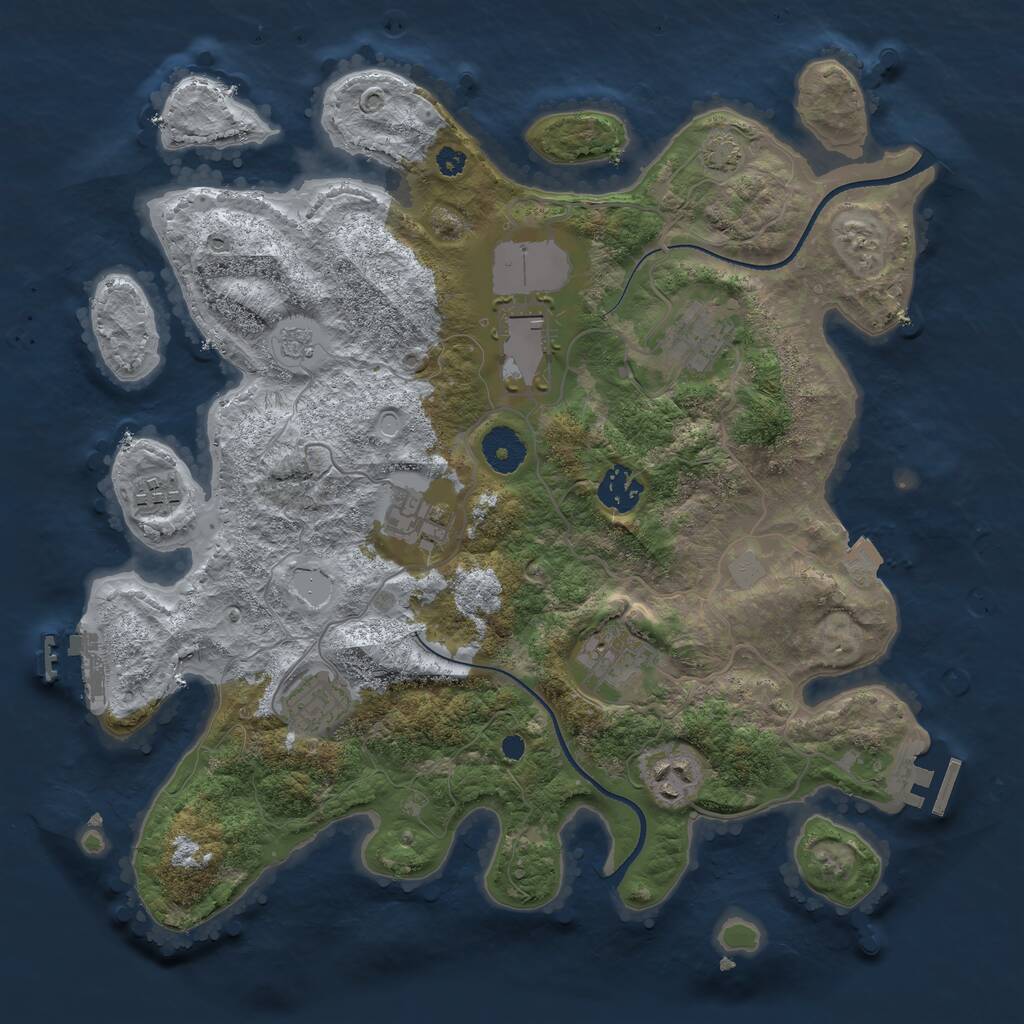 Rust Map: Procedural Map, Size: 3500, Seed: 3986203, 13 Monuments