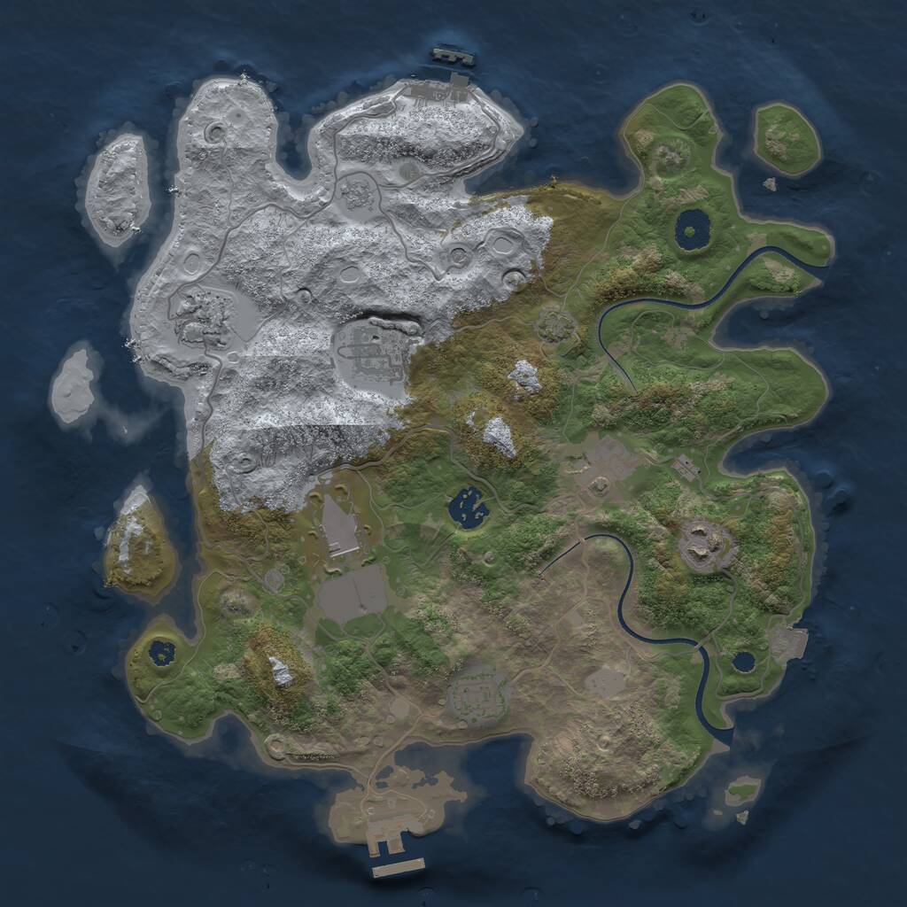 Rust Map: Procedural Map, Size: 3500, Seed: 3931569, 13 Monuments