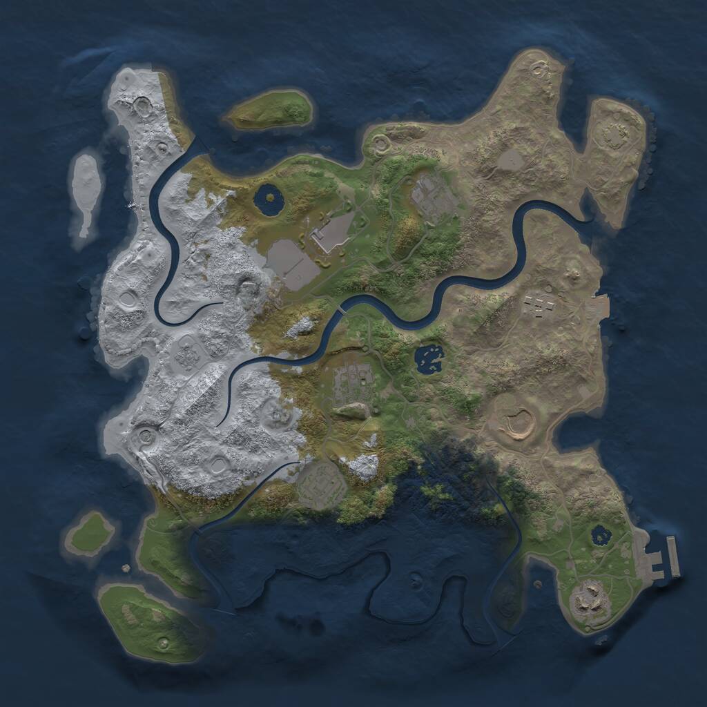 Rust Map: Procedural Map, Size: 3500, Seed: 647099, 13 Monuments
