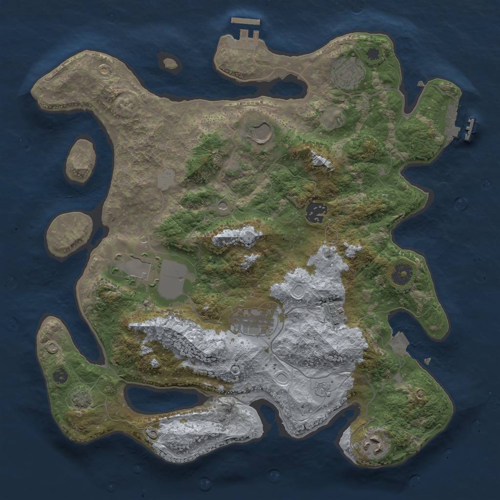 Rust Map: Procedural Map, Size: 3500, Seed: 2670738, 15 Monuments