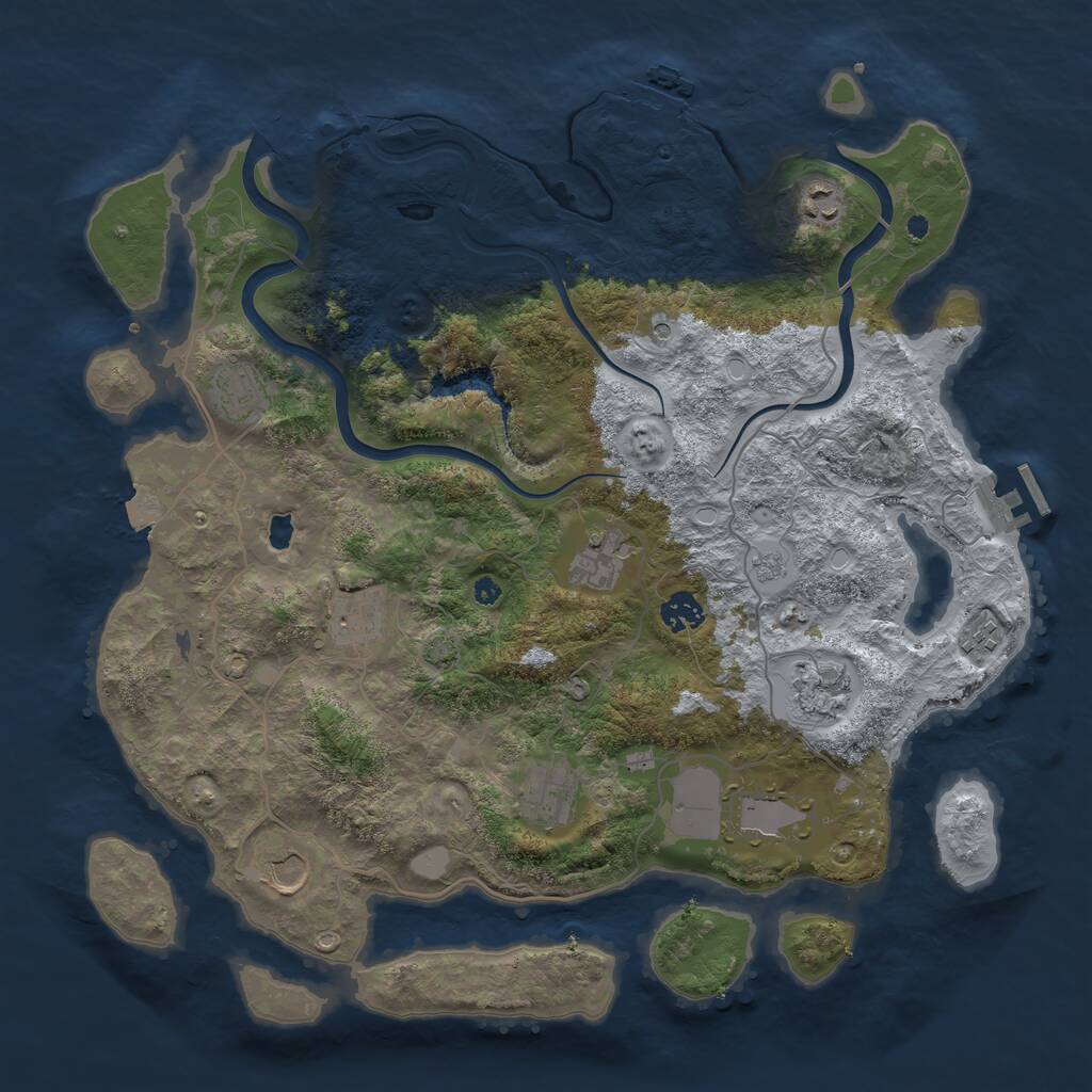 Rust Map: Procedural Map, Size: 4000, Seed: 45352, 16 Monuments