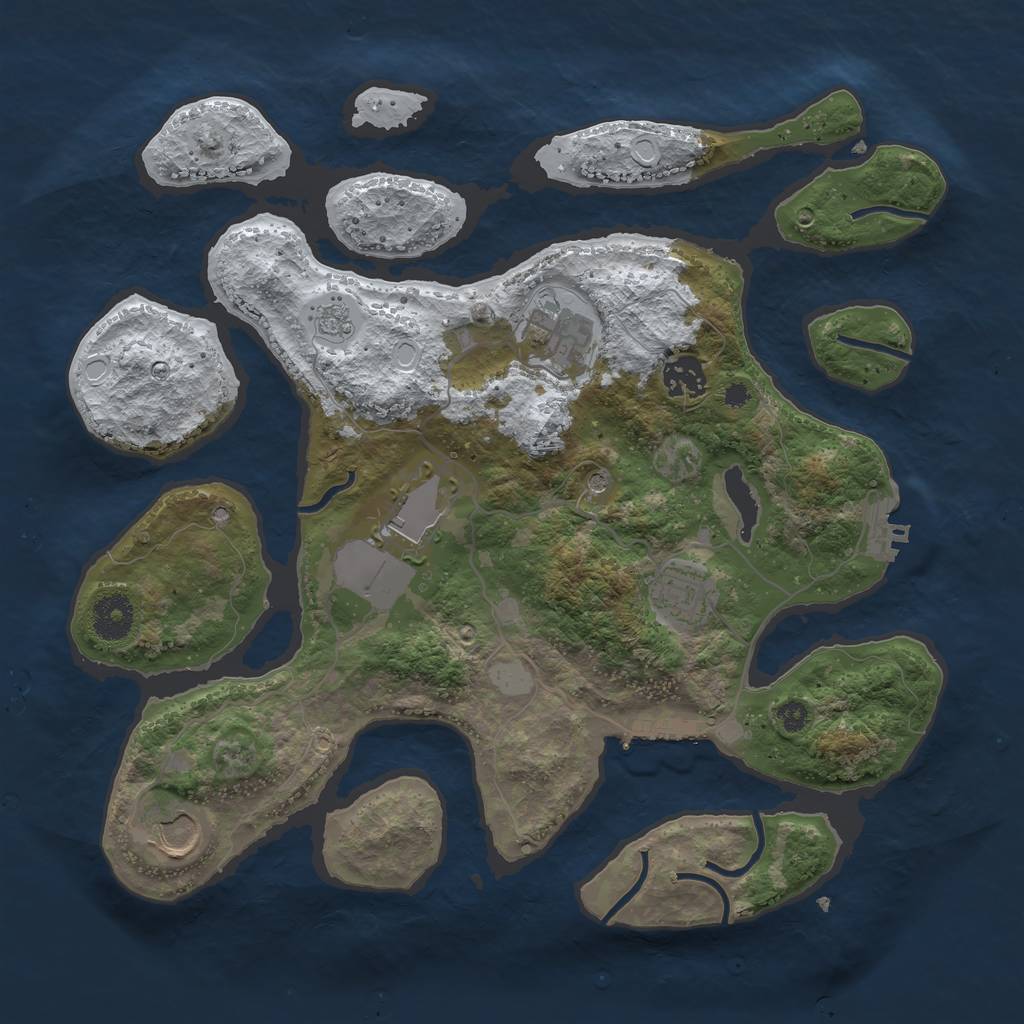 Rust Map: Procedural Map, Size: 3500, Seed: 4569037, 14 Monuments